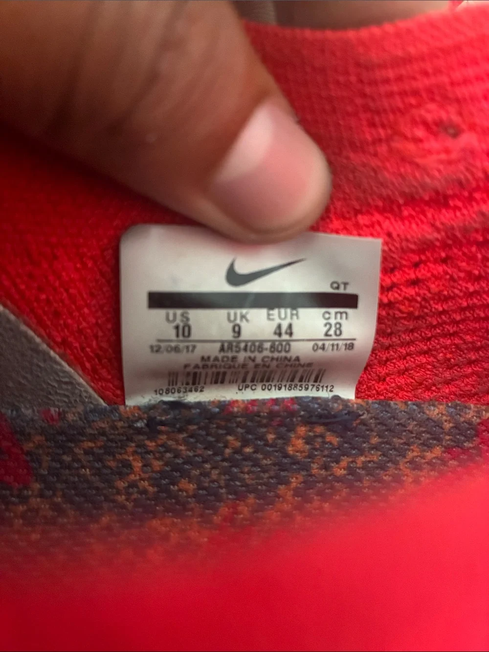 Nike Kids Bright Red Knit Sneakers with Orange Heel Tab